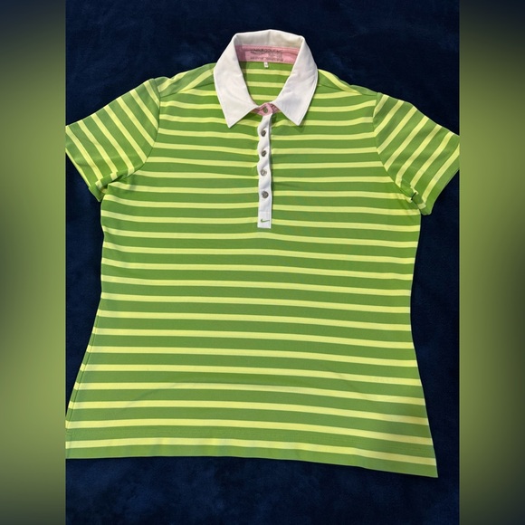 Nike Tops - Nike Green and Yellow Striped Button Down Shirt